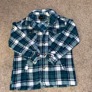 Love Tree -Green Plaid Fleece Jacket